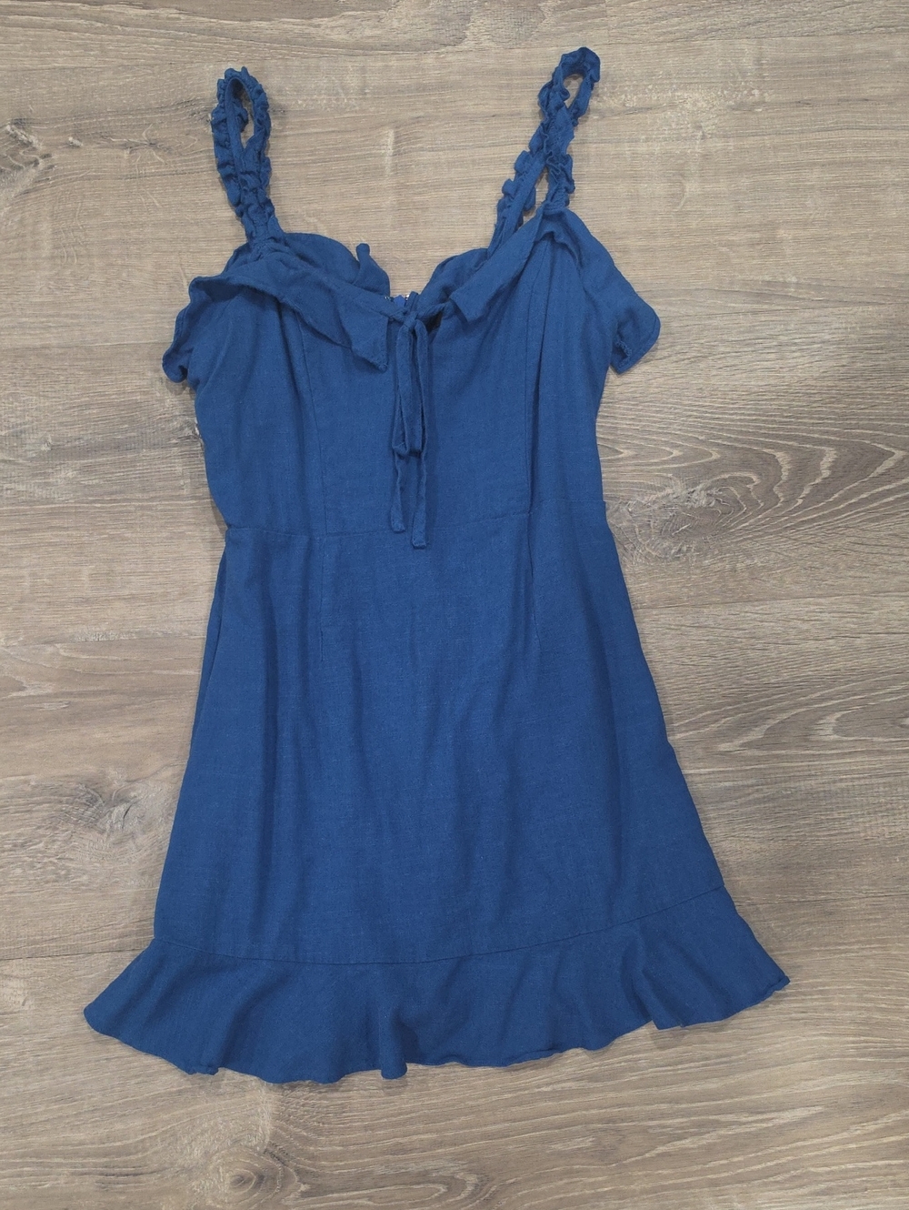 Girls' Blue Ruffle-Hem Sundress